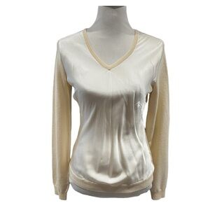 Ralph Lauren Black Label Silk Cashmere V Neck Sweater Size Large